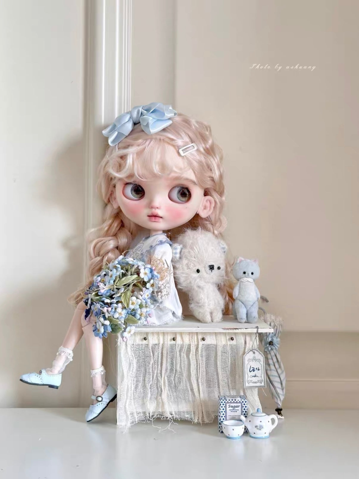 Elise Custom Blythe OOAK - Blue Sweet Doll - ToastDoll