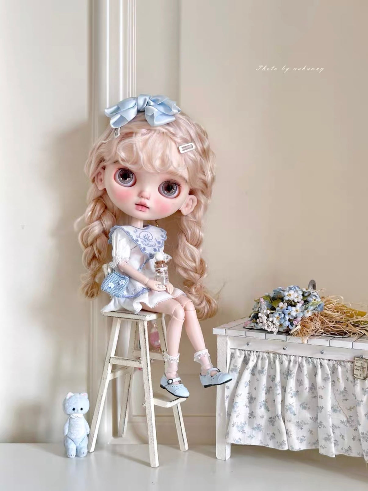 Elise Custom Blythe OOAK - Blue Sweet Doll - ToastDoll