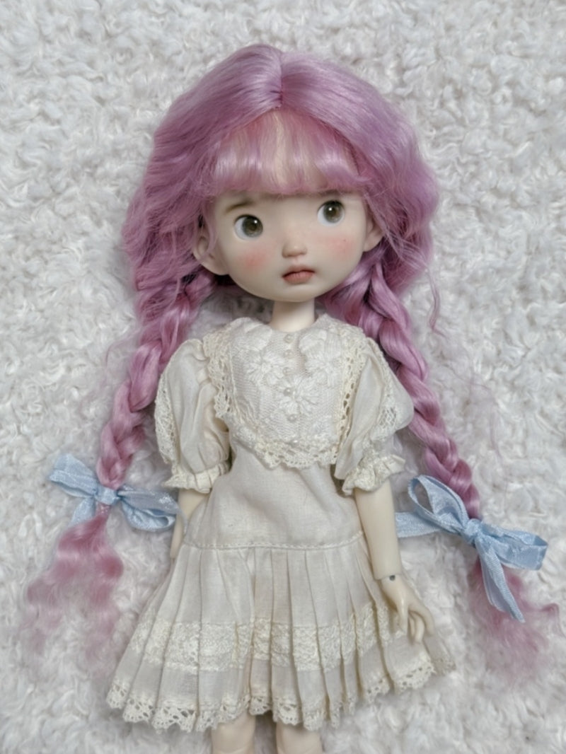 Purple Low Twin Braids With Bangs Handmade 1/6 BJD Wig | ToastDoll
