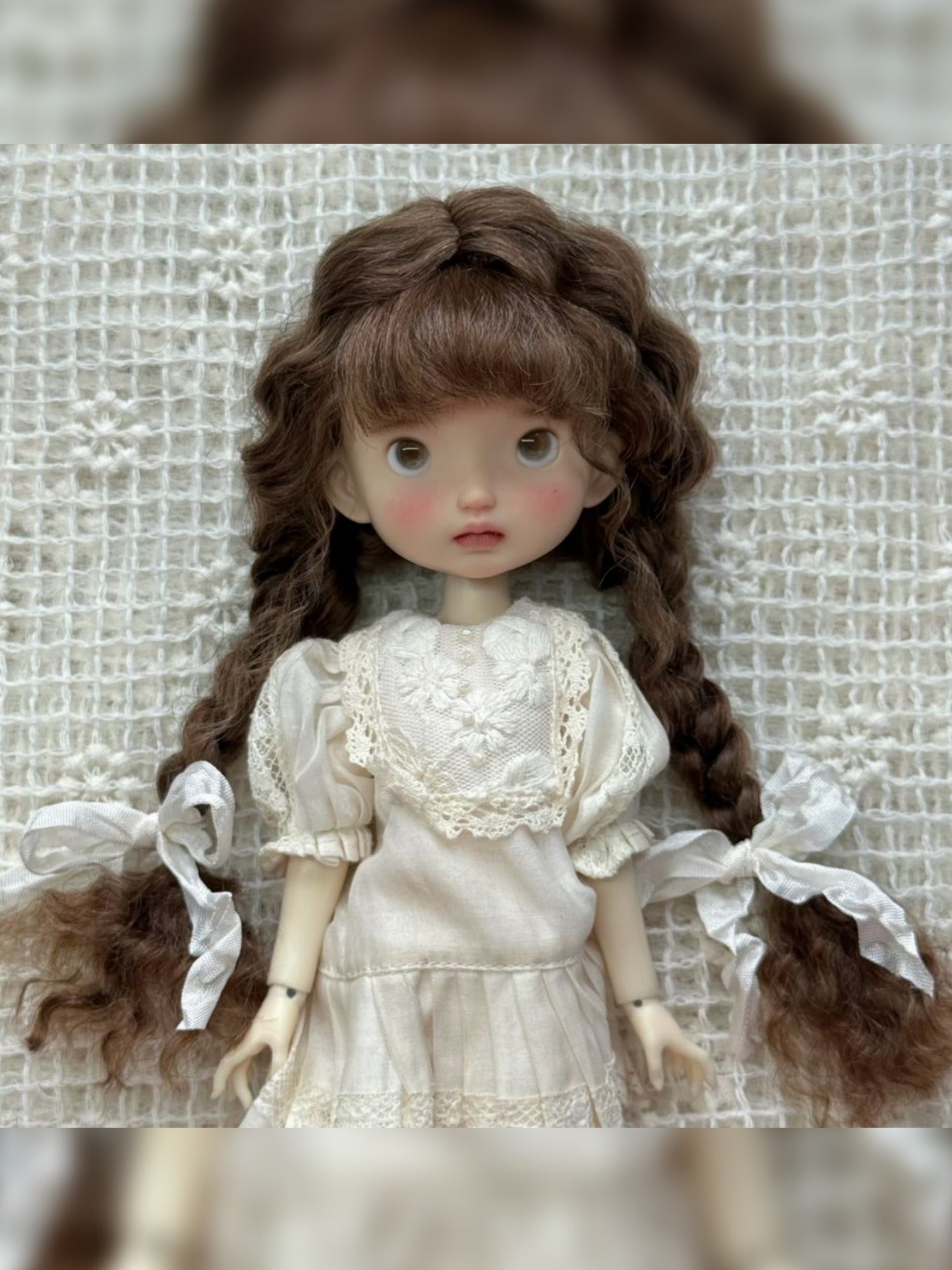 Low Twin Braids With Bangs Handmade 1/6 BJD Wig - ToastDoll