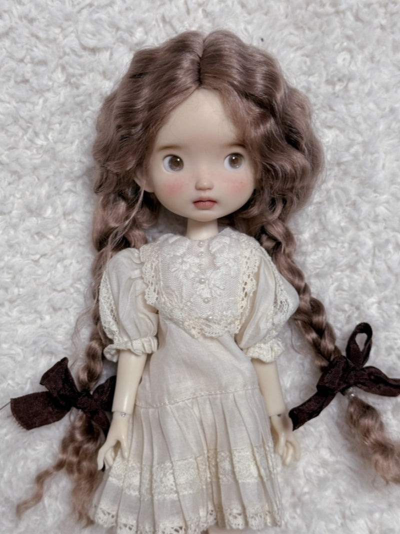 Chestnut Brown Low Twin Braids Handmade 1/6 BJD Wig | ToastDoll
