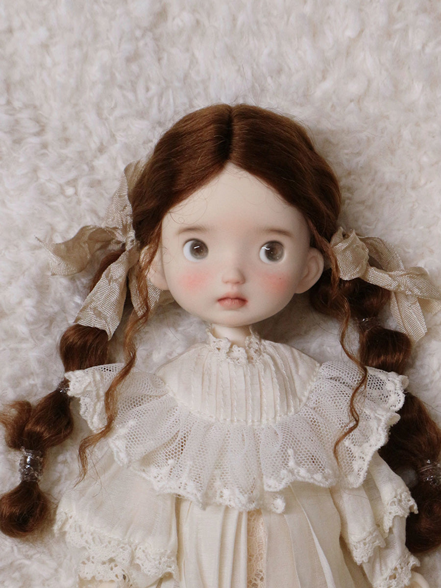 Brown Low Bubble Braids Handmade 1/6 BJD Wig | ToastDoll