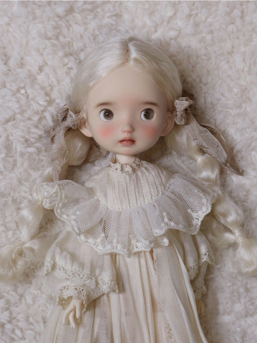White Low Bubble Braids Handmade 1/6 BJD Wig | ToastDoll