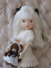 White Fluffy Blunt Bangs Handmade 1/6 BJD Wig | ToastDoll