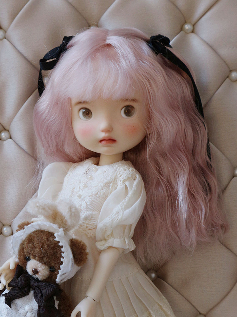 Pink Fluffy Blunt Bangs Handmade 1/6 BJD Wig | ToastDoll
