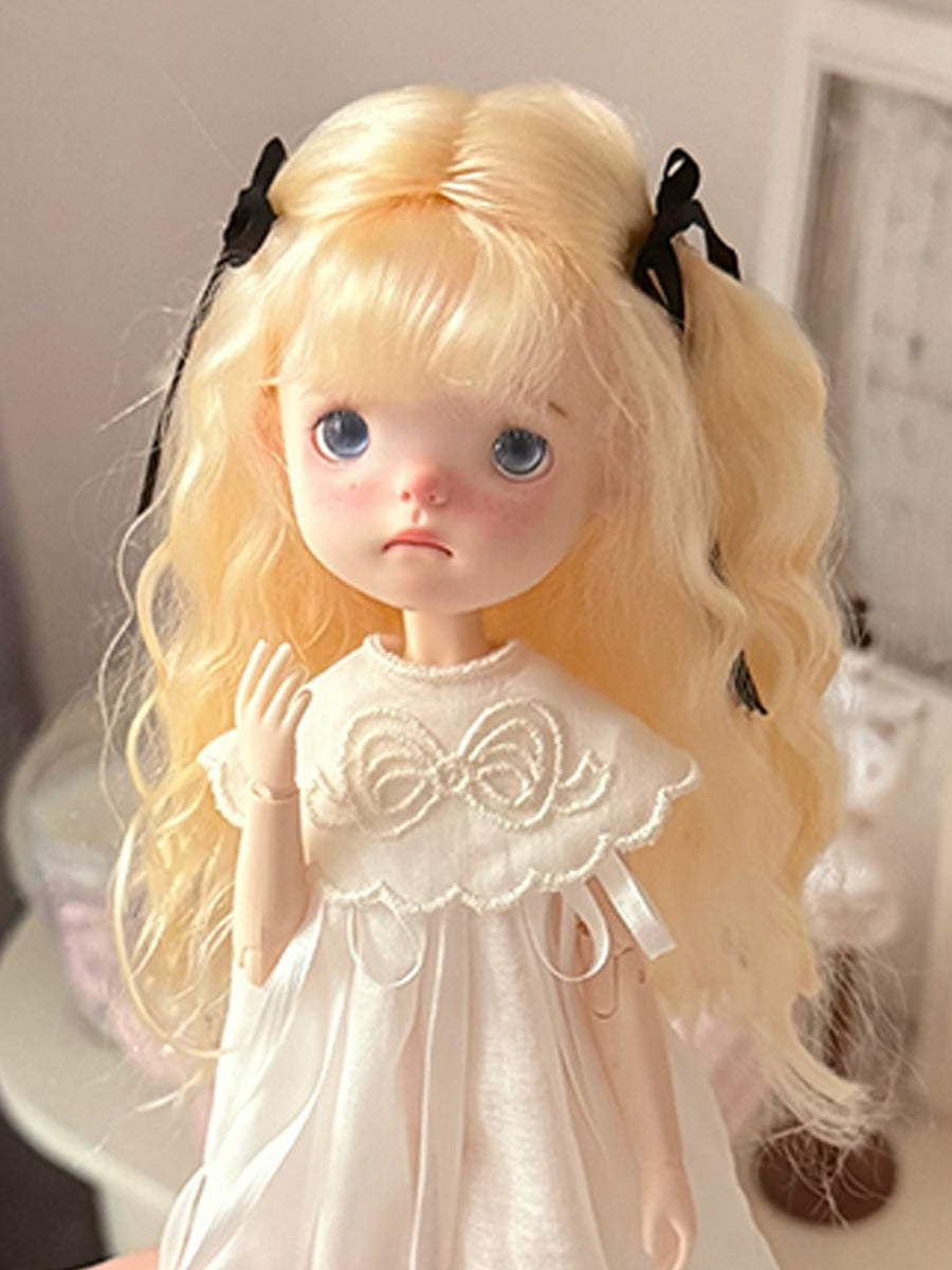 Gold Fluffy Blunt Bangs Handmade 1/6 BJD Wig | ToastDoll