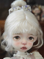White High Bun Handmade 1/6 BJD Wig | ToastDoll
