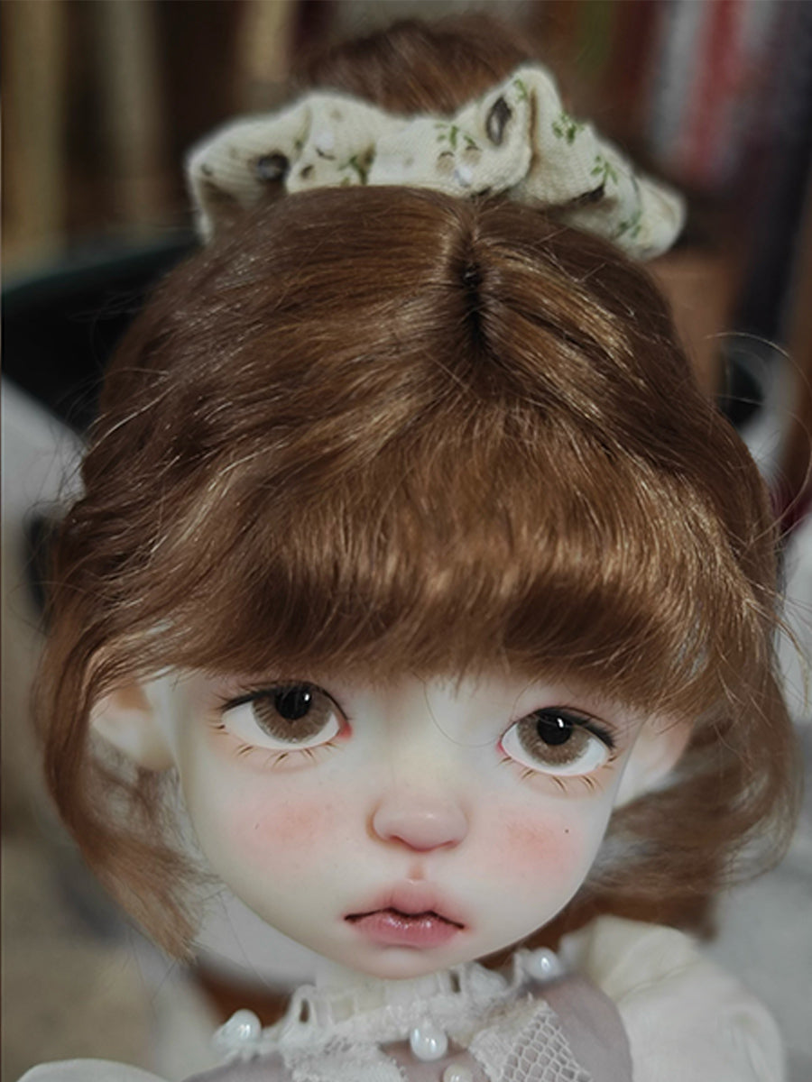 Milky Tea Brown High Bun Handmade 1/6 BJD Wig | ToastDoll