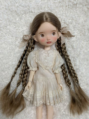Flax Chestnut Brown Twin Braids Handmade 1/6 BJD Wig | ToastDoll