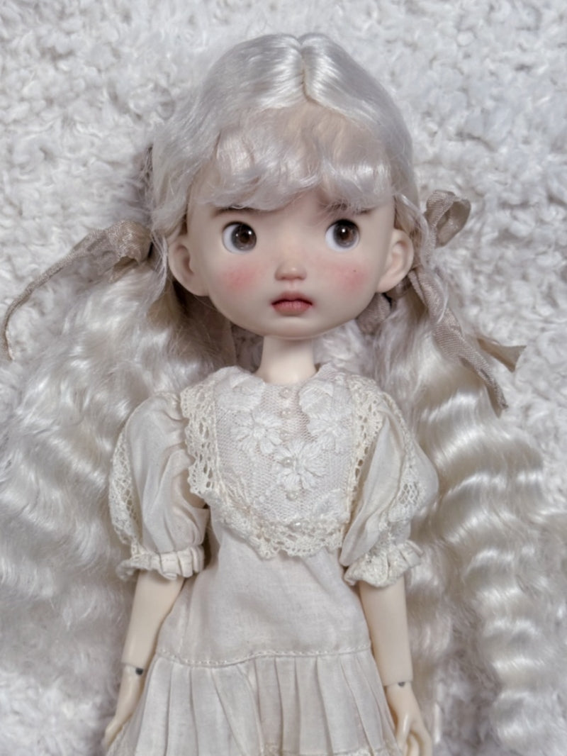 White Low Wavy Pigtails Handmade 1/6 BJD Wig | ToastDoll