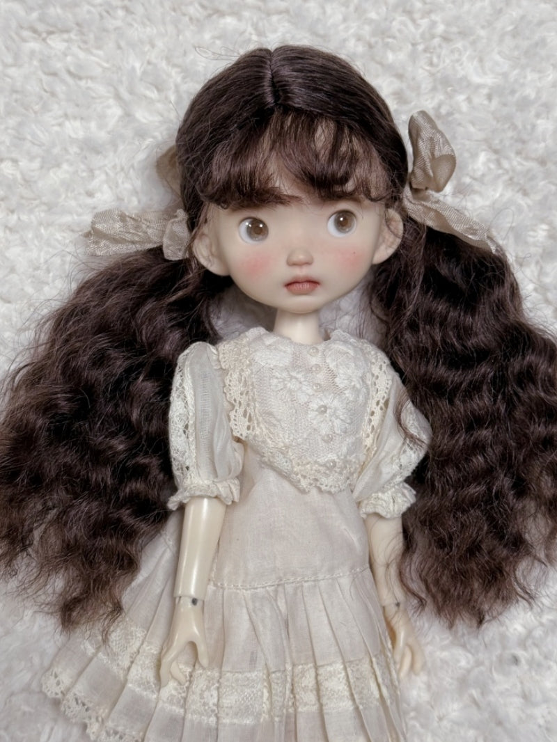Brown Low Wavy Pigtails Handmade 1/6 BJD Wig | ToastDoll