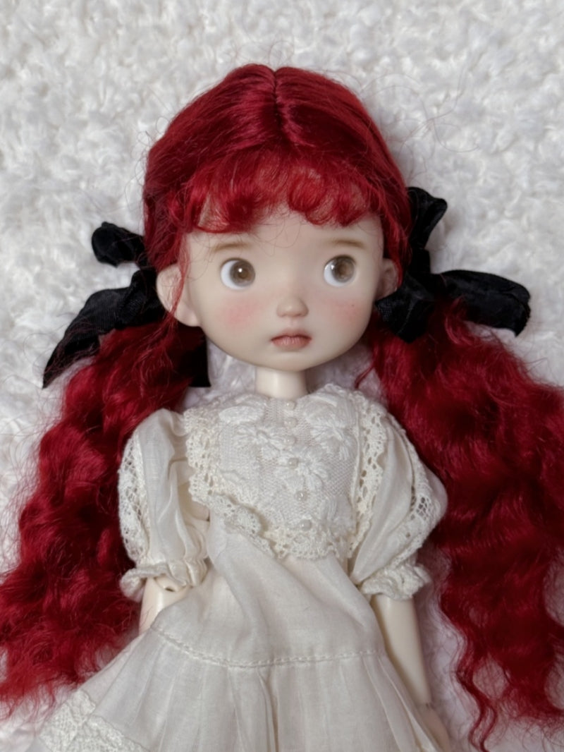 Red Low Wavy Pigtails Handmade 1/6 BJD Wig | ToastDoll