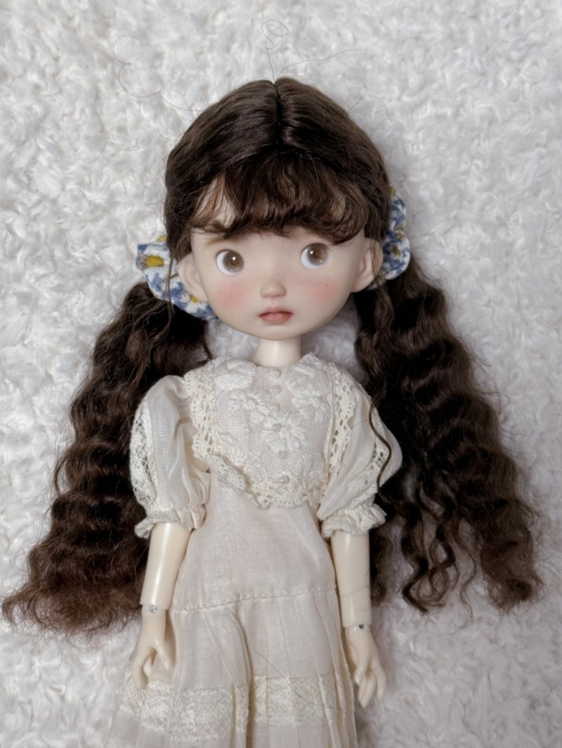 Dark Brown Low Wavy Pigtails Handmade 1/6 BJD Wig | ToastDoll