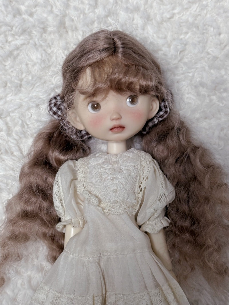 Light Brown Low Wavy Pigtails Handmade 1/6 BJD Wig | ToastDoll