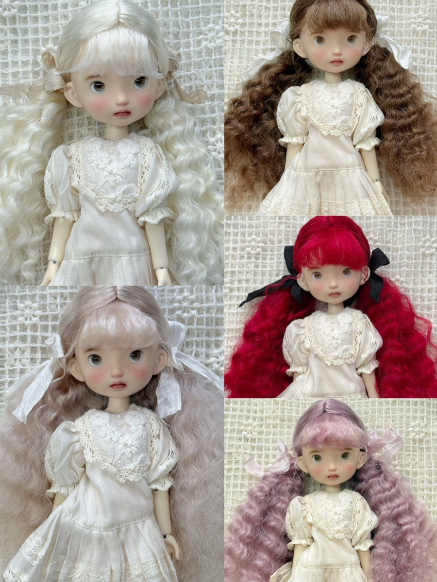 Bangs Low Wavy Fluffy Pigtails Handmade 1/6 BJD Wig | ToastDoll