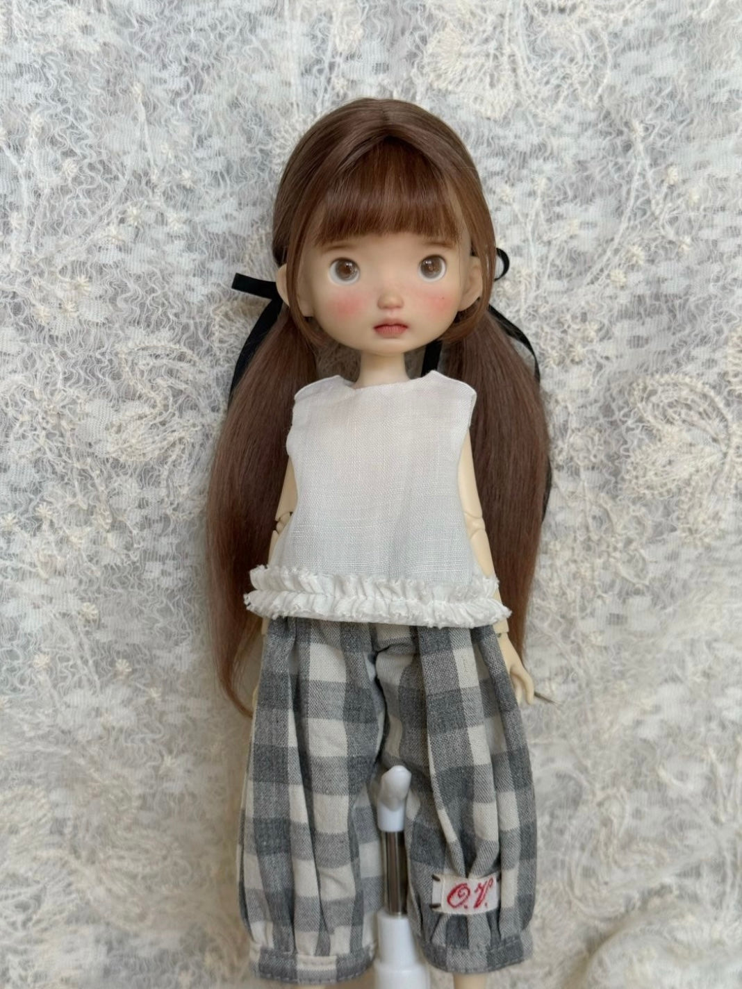 Dark Brown Long Twin Tail BJD Wig With Bangs | ToastDoll