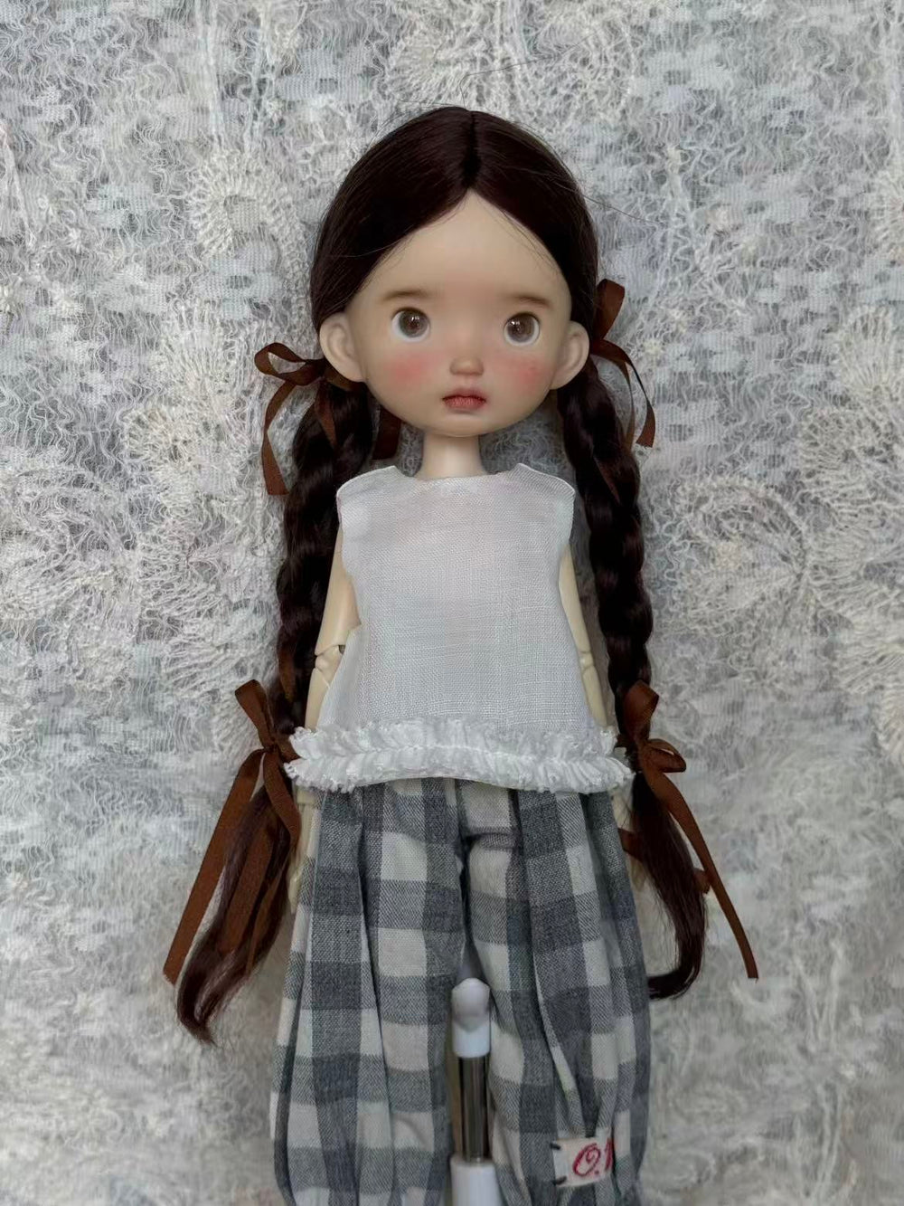 Dark Brown Middle Part Twin Braids BJD Wig | ToastDoll