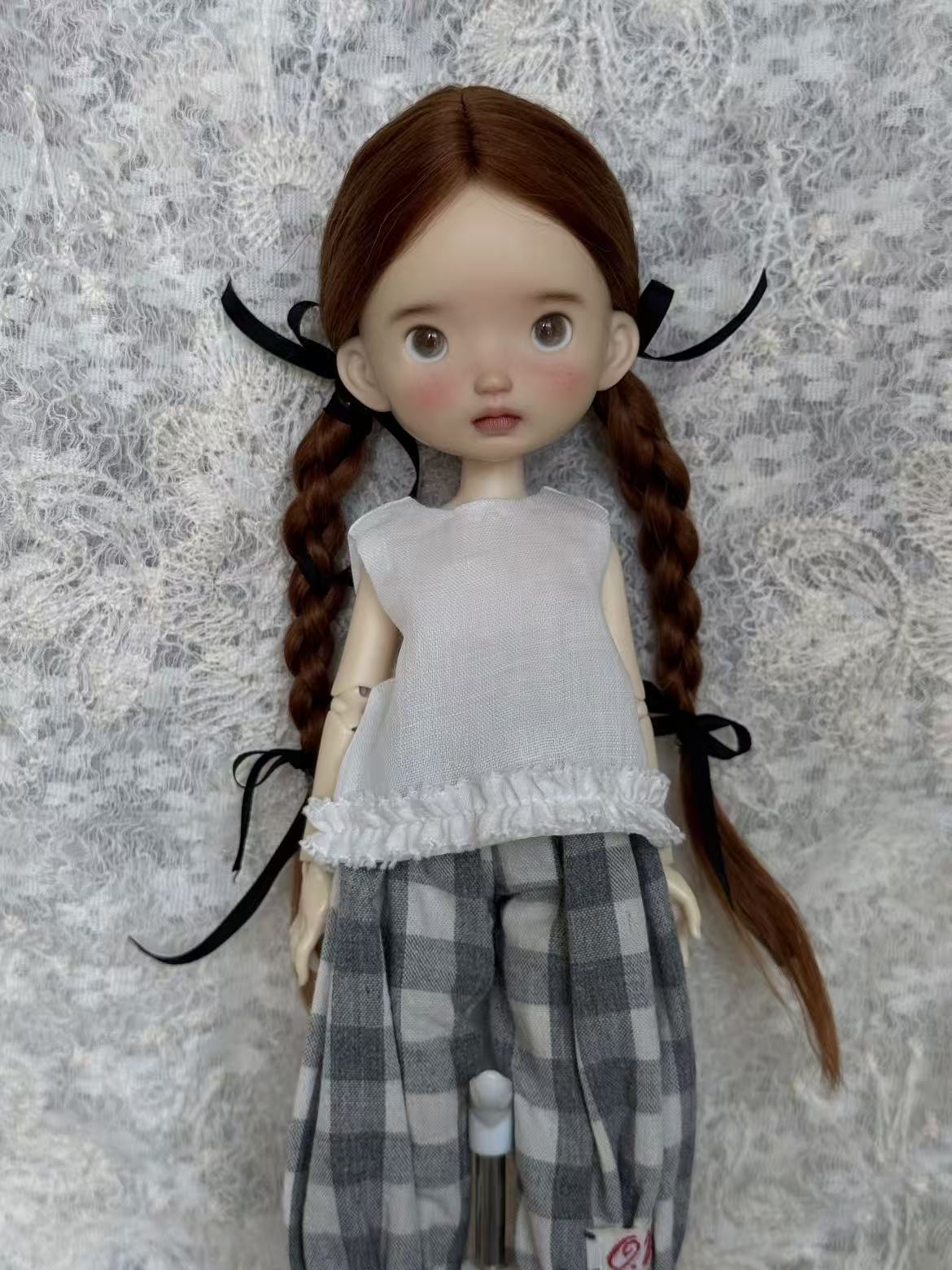 Light Brown Middle Part Twin Braids BJD Wig | ToastDoll