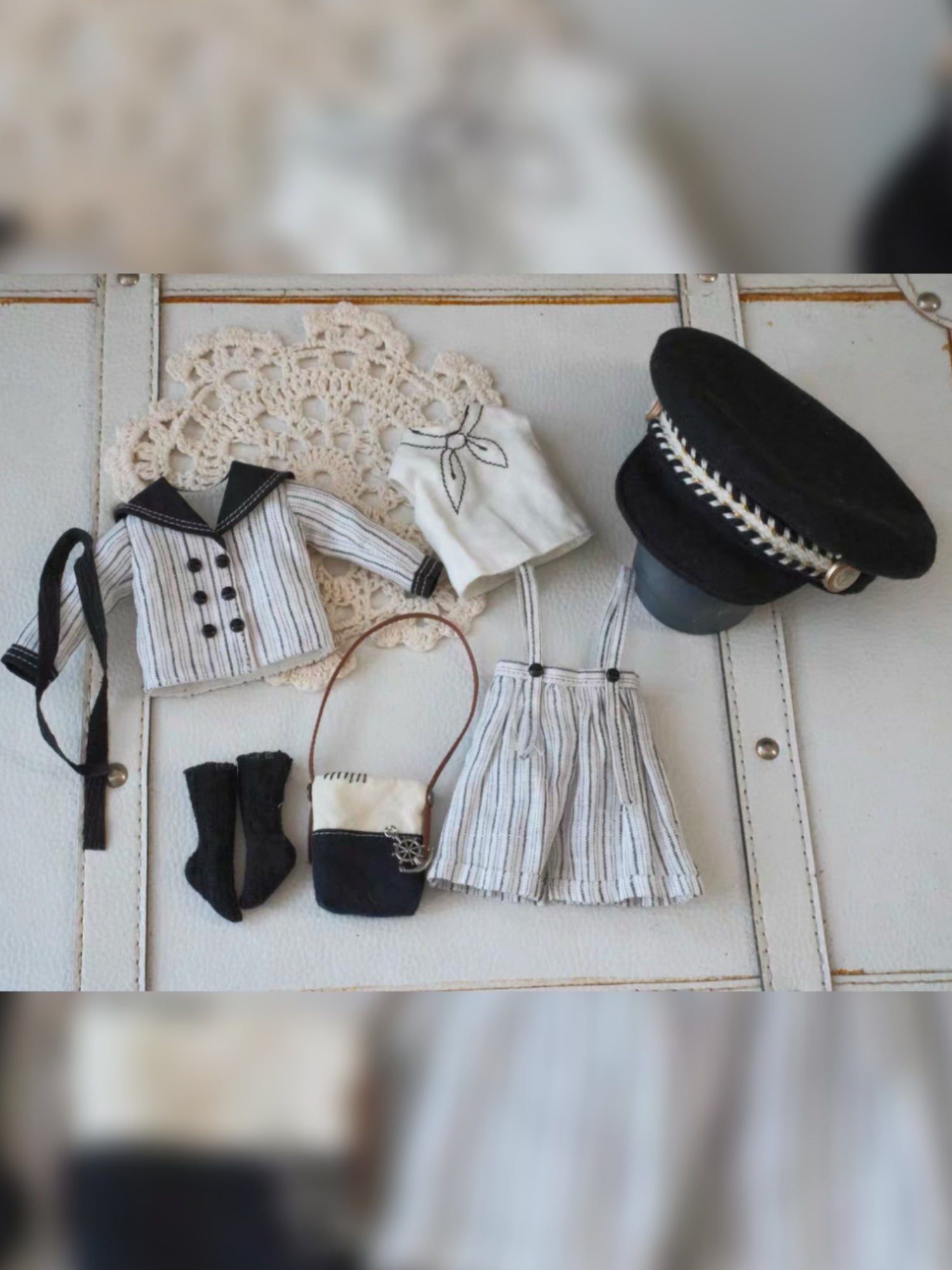 Navy Sailor Blythe Black Outfit Detail | ToastDoll