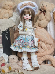 Handmade Outfit for BJD, Bear Plaid Outerwear Cartoon Dress Set