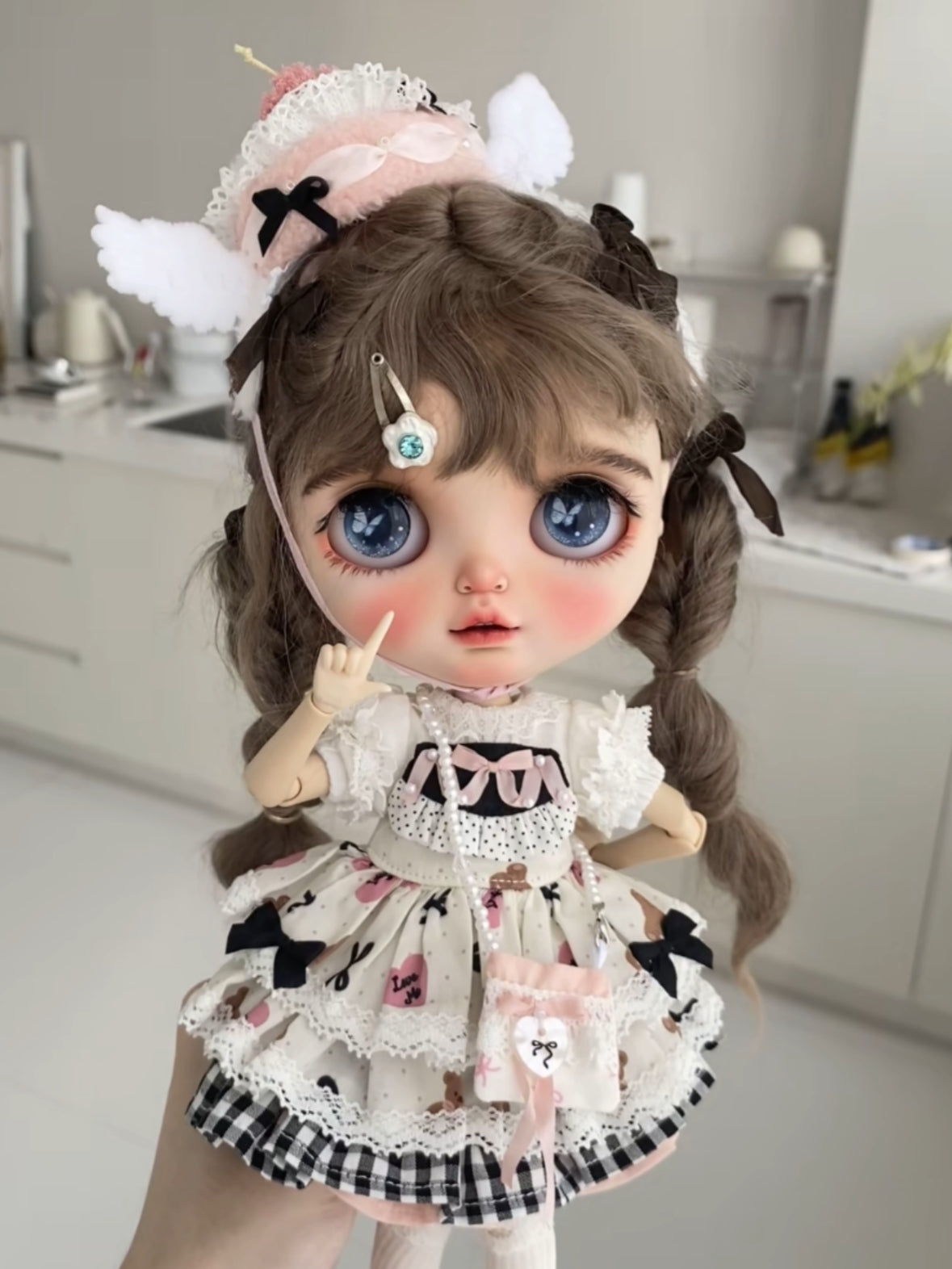 Handmade Outfit for Blythe/Obitsu/Azone,Angel Cake Hat Tiered Dress Set