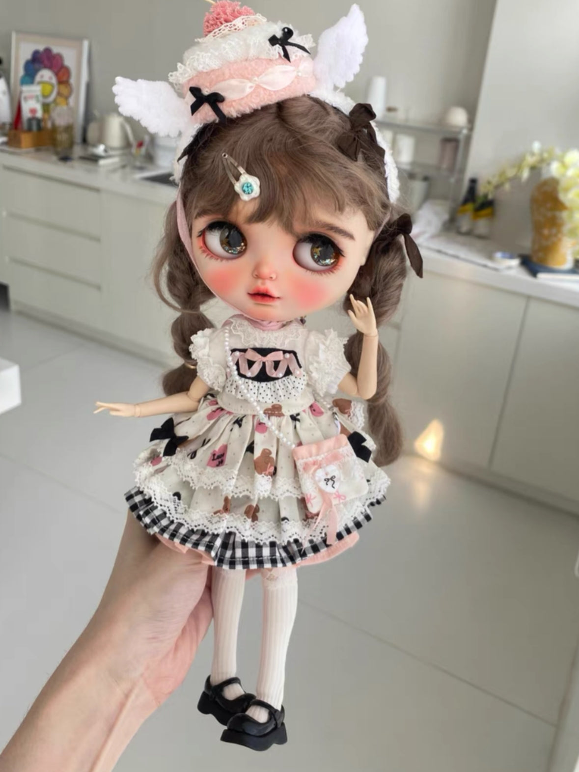 Handmade Outfit for Blythe/Obitsu/Azone,Angel Cake Hat Tiered Dress Set
