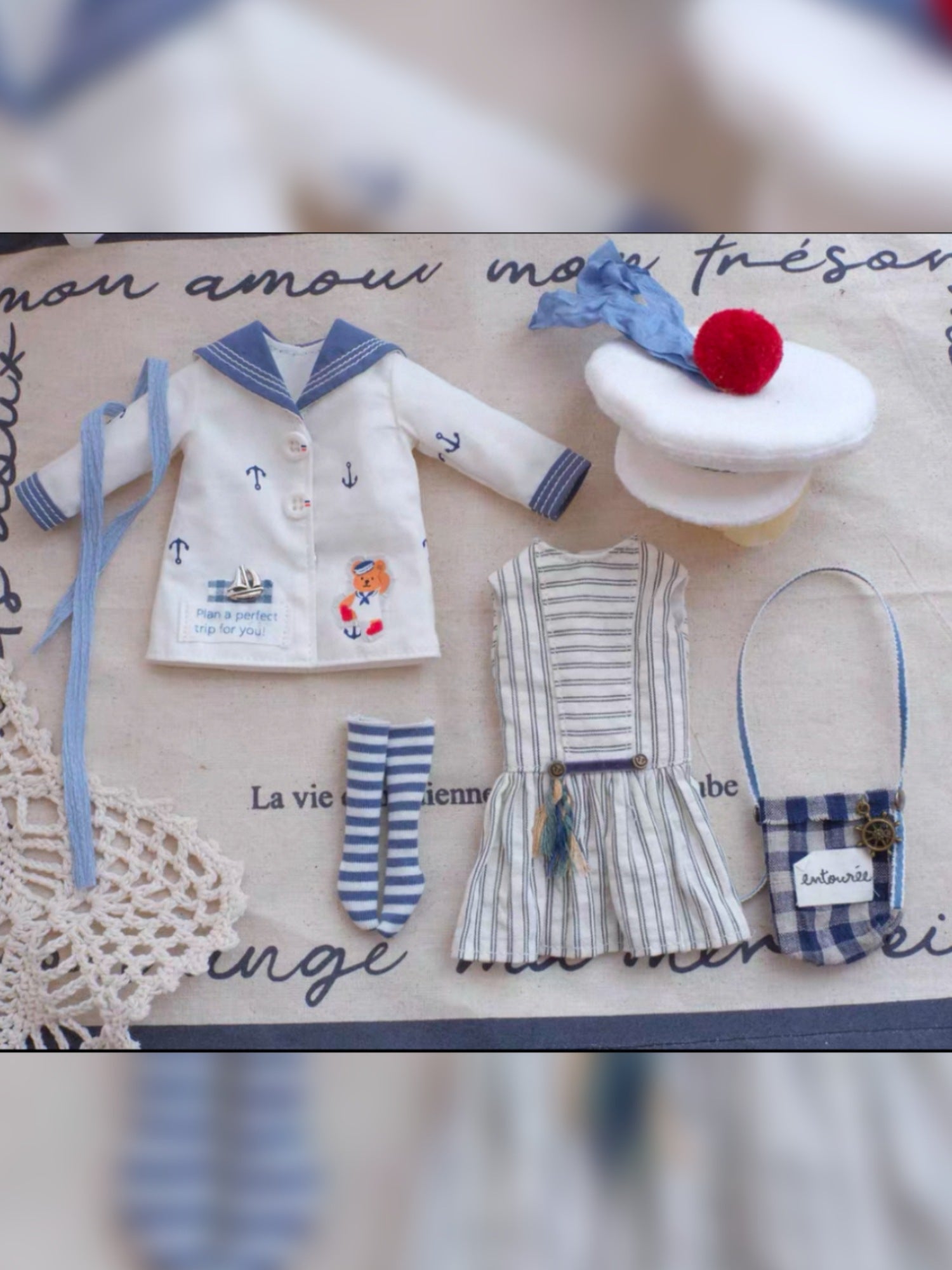 Navy Sailor Blythe 1/6 BJD Outfit- Handmade Doll Clothes - ToastDoll
