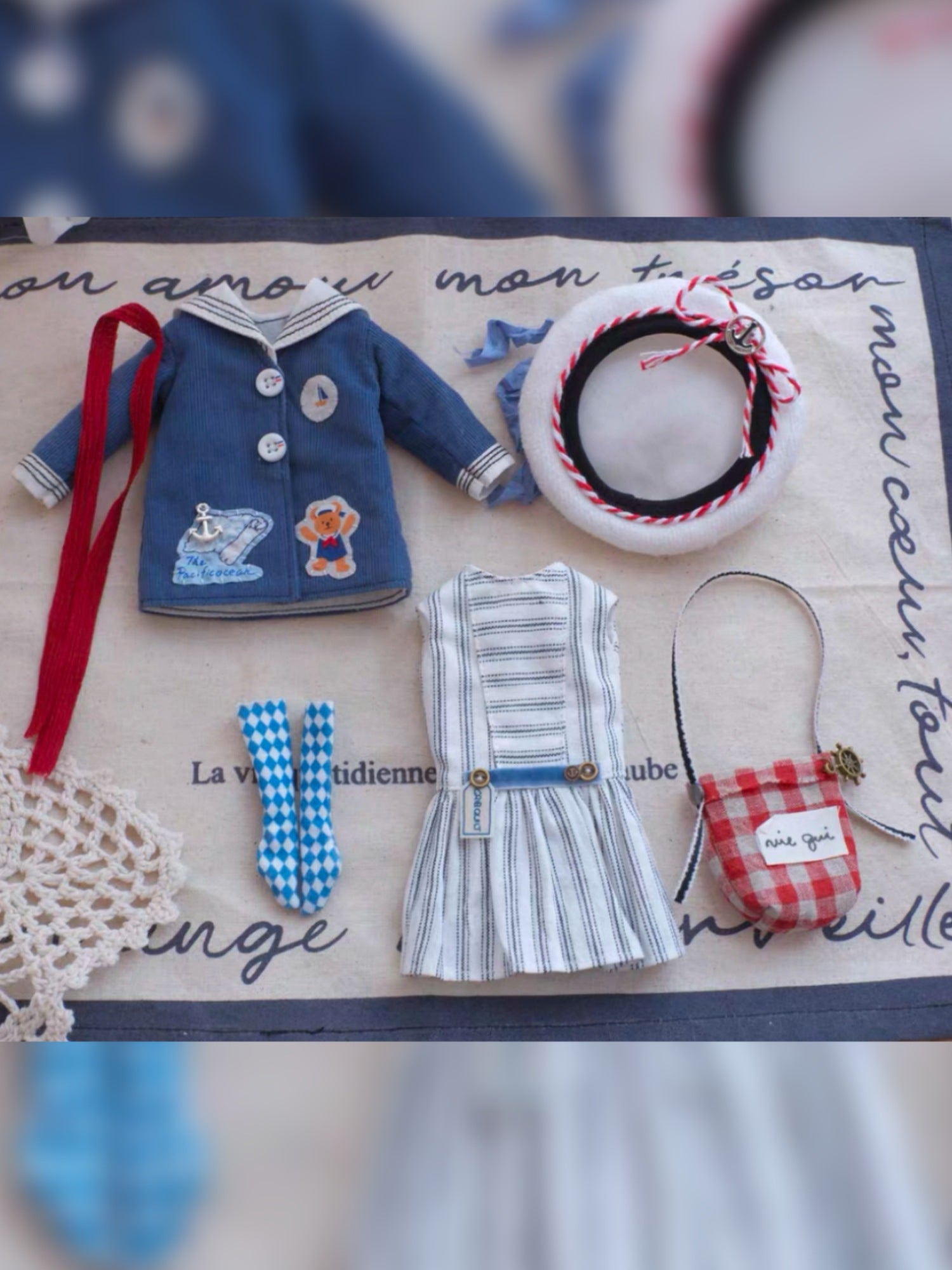 Navy Sailor Blythe 1/6 BJD Outfit- Handmade Doll Clothes - ToastDoll