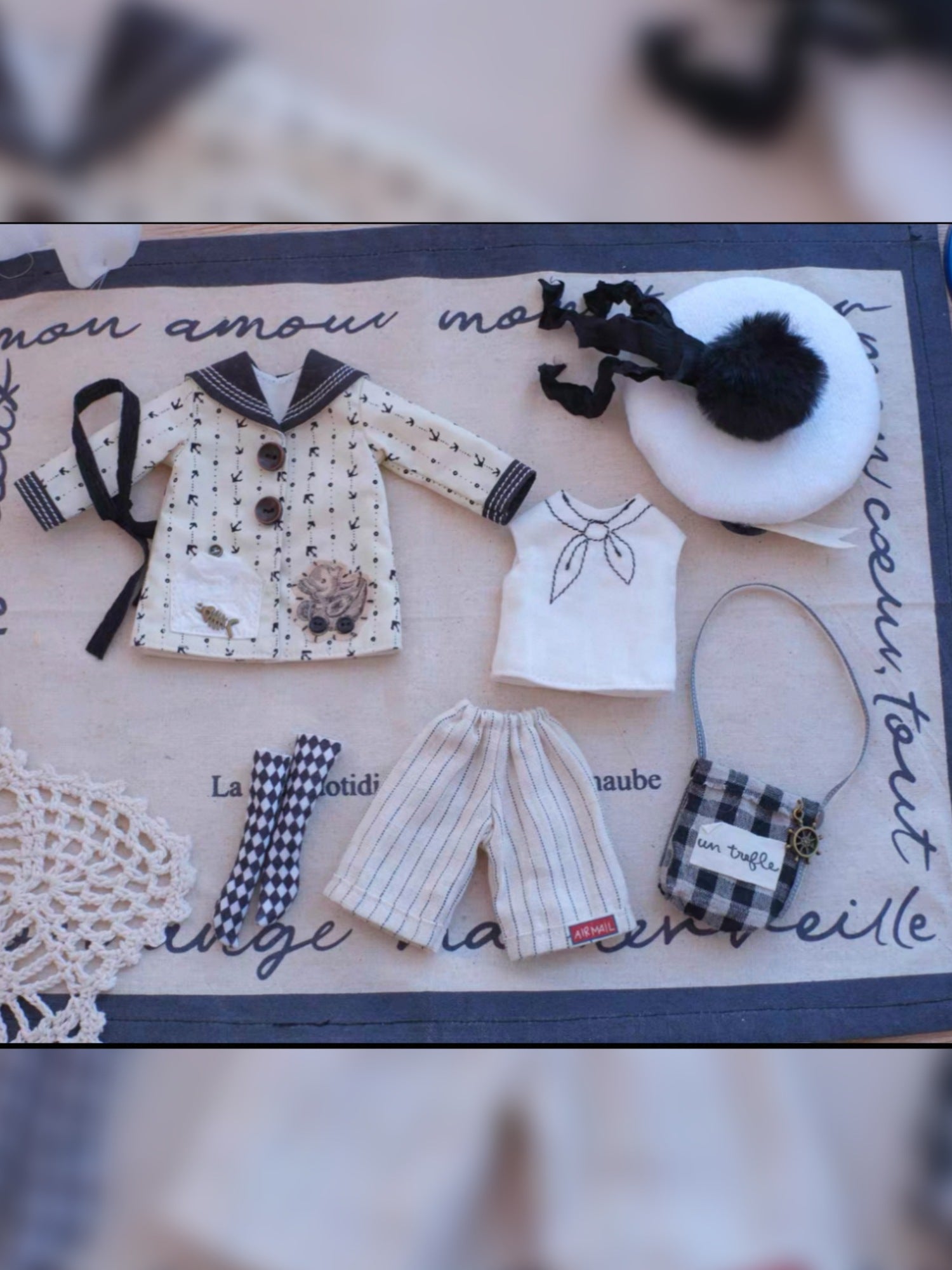 Navy Sailor Blythe 1/6 BJD Outfit- Handmade Doll Clothes - ToastDoll
