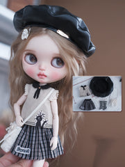 Handmade Outfit for Blythe/Obitsu/Pullip, Sleeveless Top Plaid Mini Skirt Set