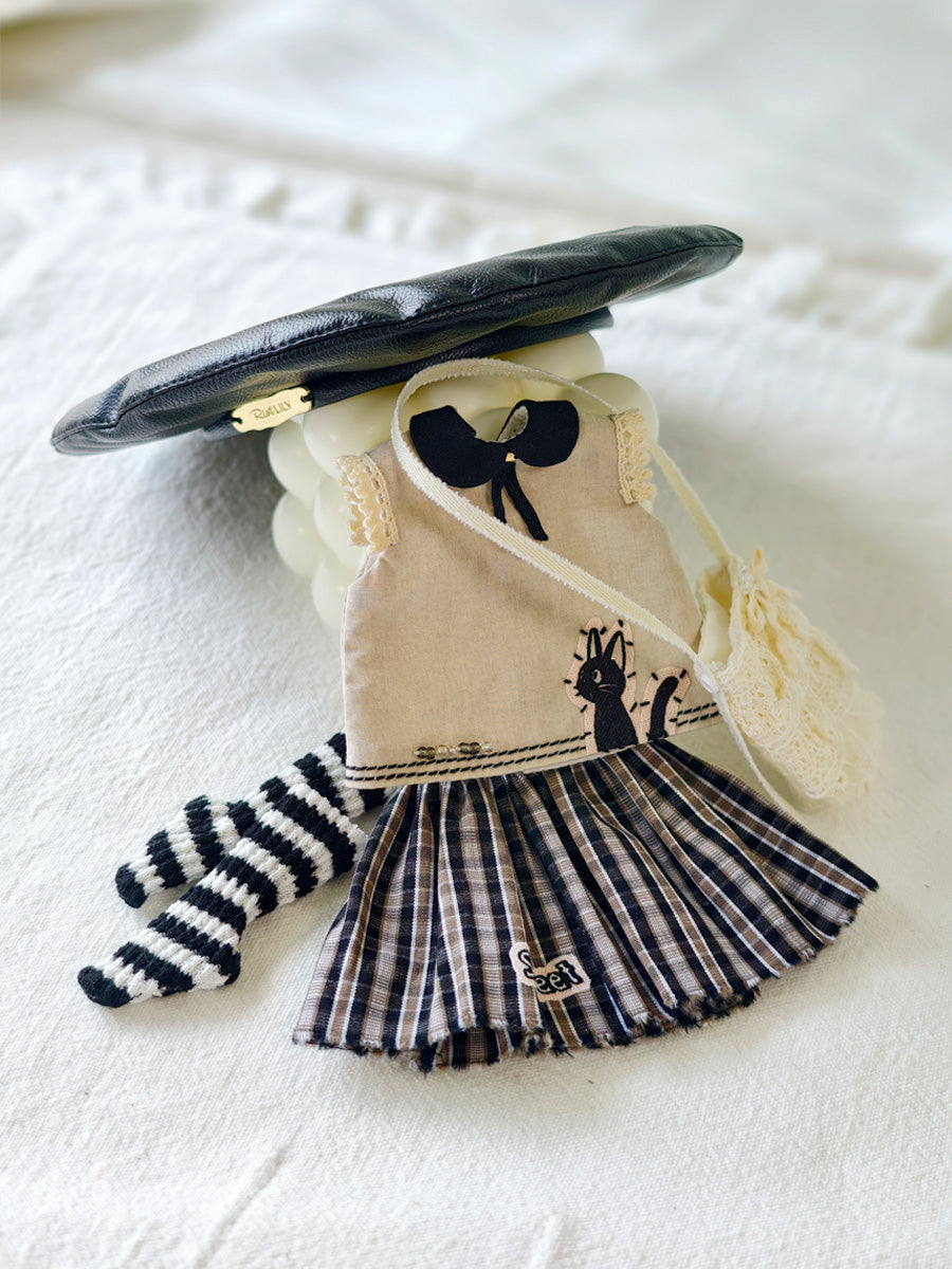 Handmade Outfit for Blythe/Obitsu/Pullip, Sleeveless Top Plaid Mini Skirt Set