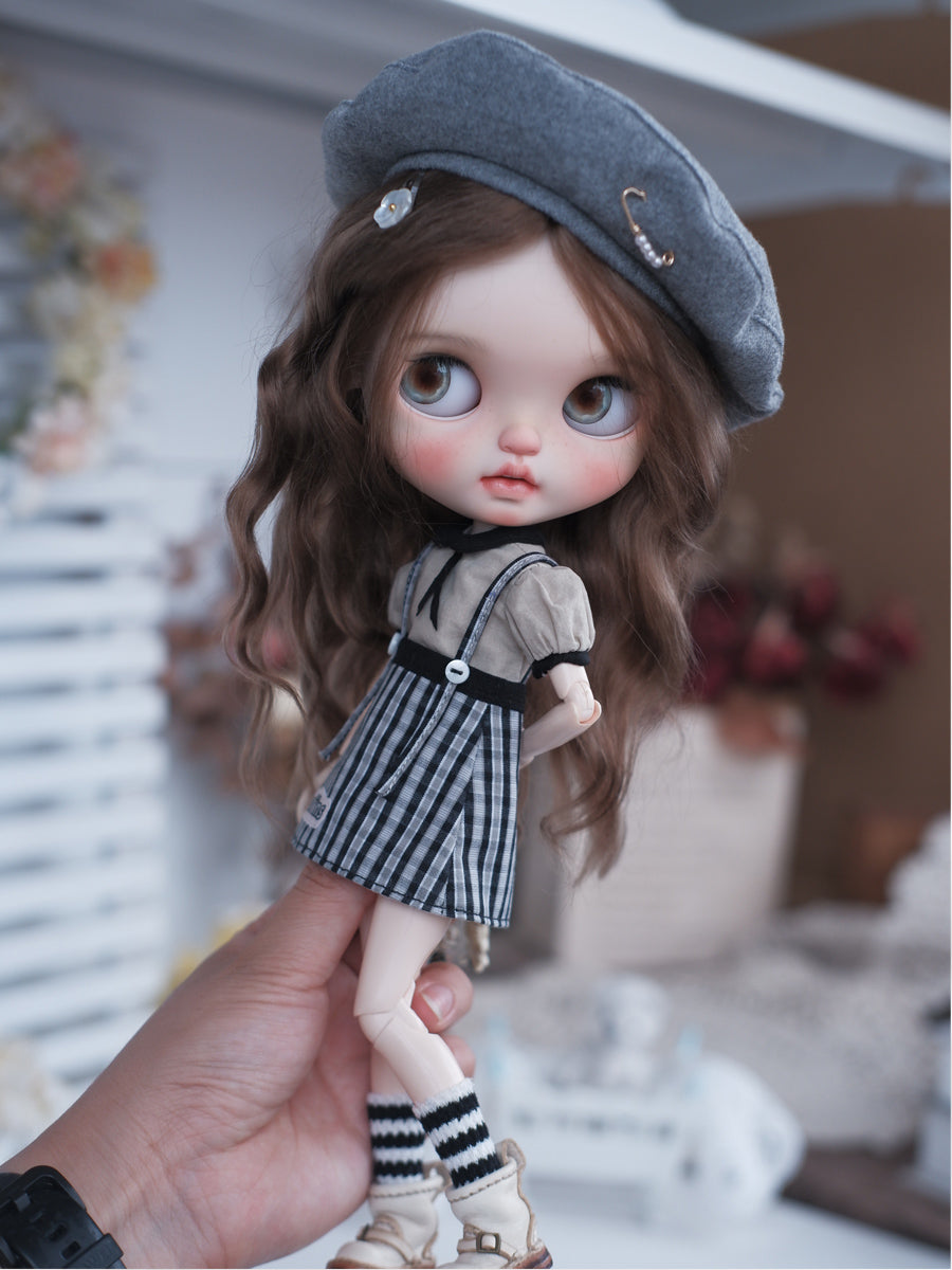 Handmade Outfit for Blythe/Obitsu/Pullip, Sleeveless Top Plaid Mini Skirt Set