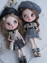 Handmade Outfit for Blythe/Obitsu/Pullip, Sleeveless Top Plaid Mini Skirt Set