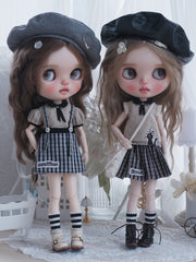 Handmade Outfit for Blythe/Obitsu/Pullip, Sleeveless Top Plaid Mini Skirt Set