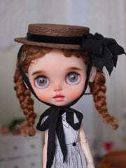 Bow Straw Blythe 1/3 BJD Hat - Handmade Doll Accessory - ToastDoll