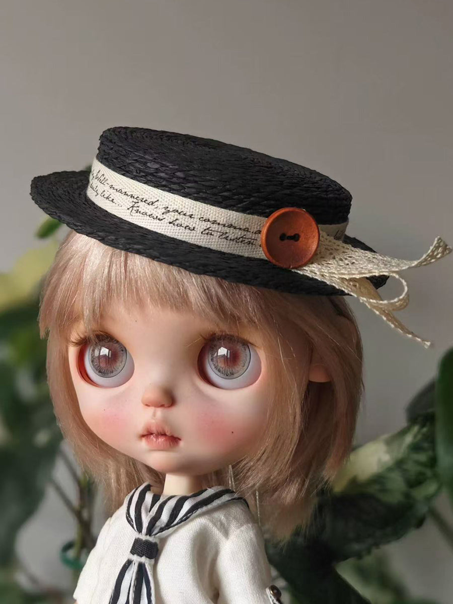 Handmade Blythe/BJD  Hat, Buttoned Flat Hat