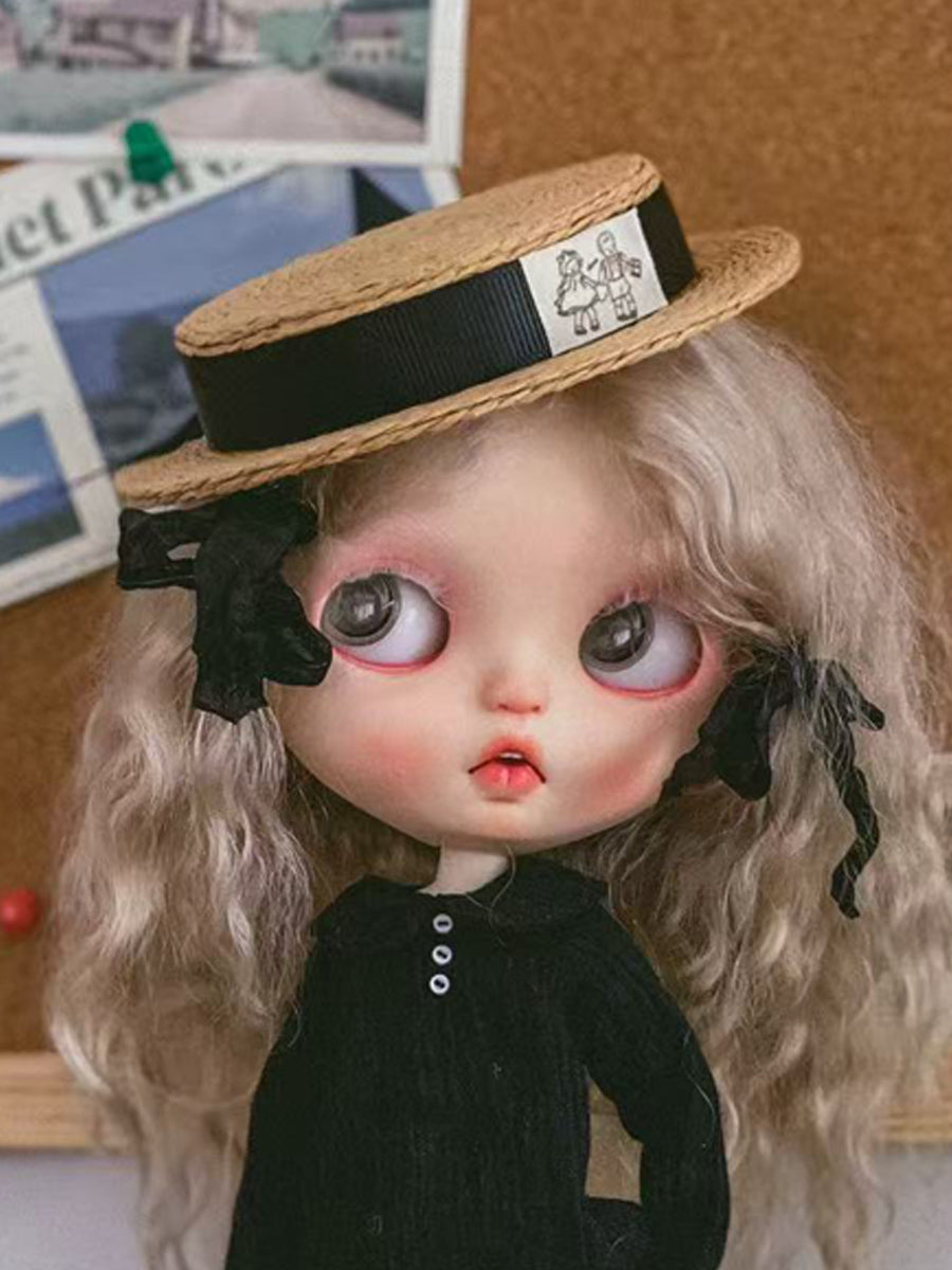 Handmade Blythe/BJD  Hat, Staw Flat Hat