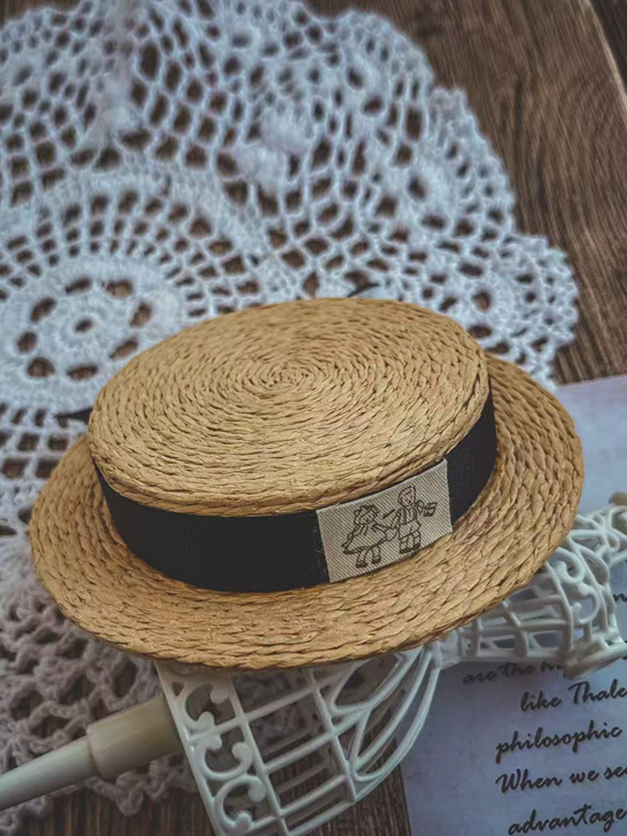 Handmade Blythe/BJD  Hat, Staw Flat Hat