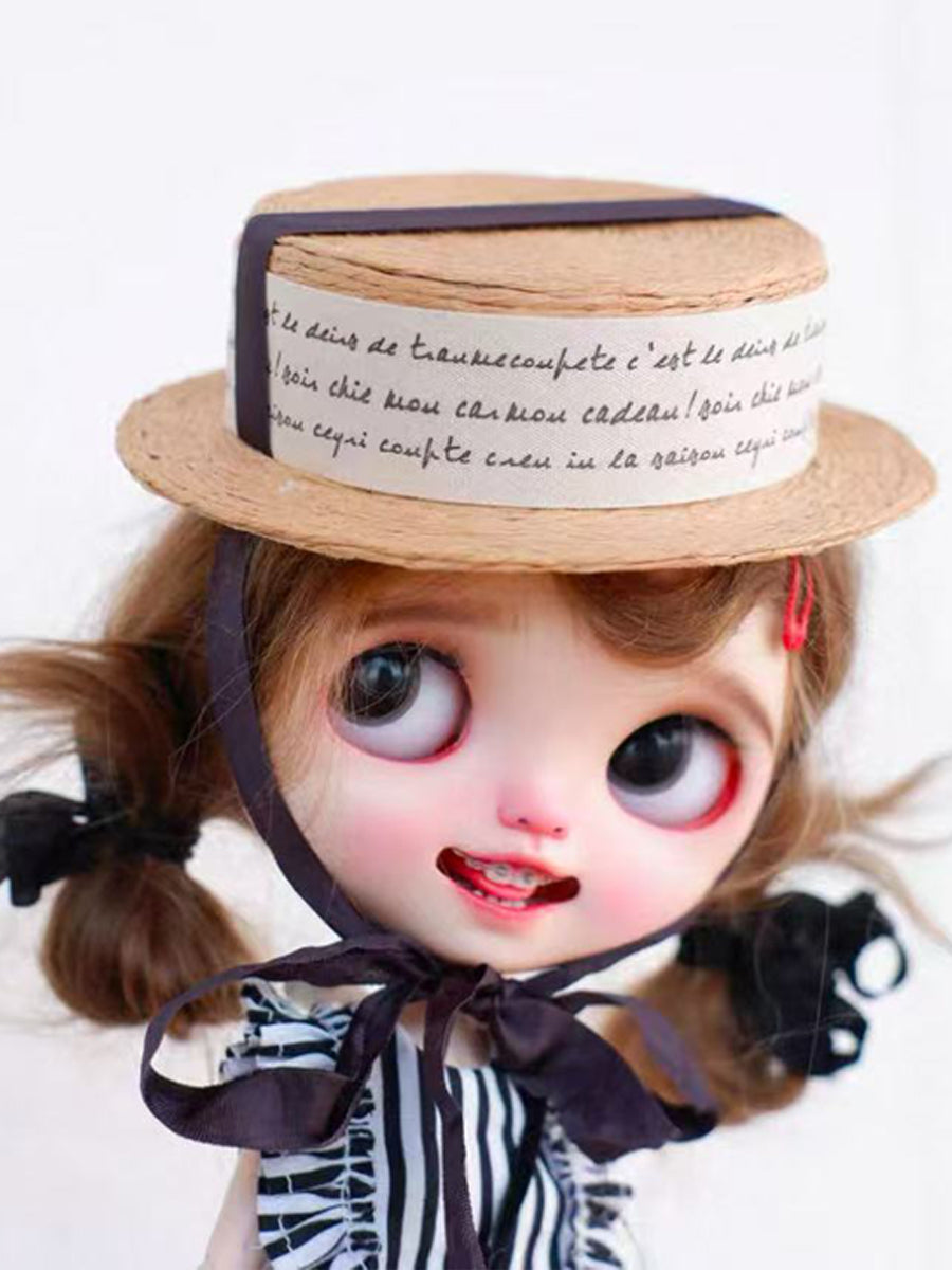 Handmade Blythe/BJD  Hat, Straw Flat Hat