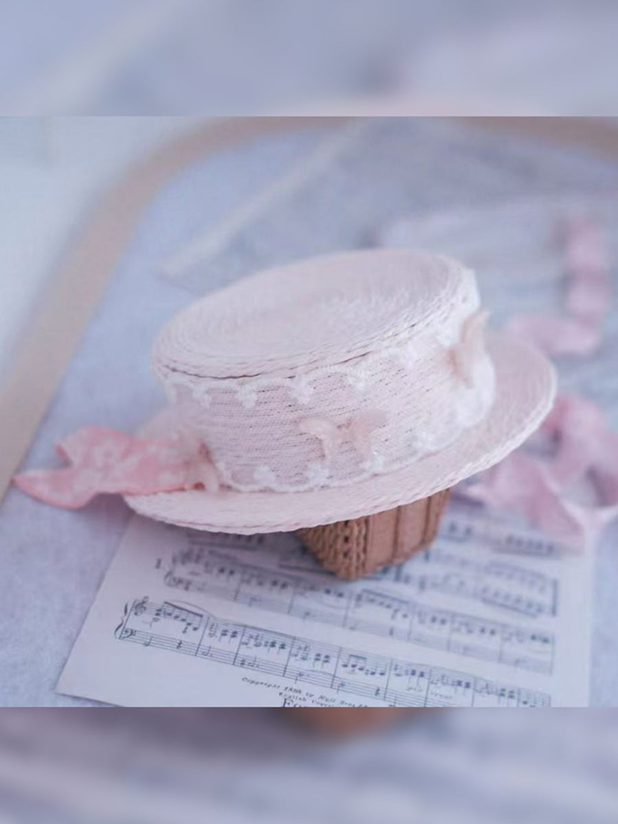 Handmade Blythe/BJD  Hat, Ribbon Tie Flat Hat