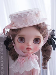 Handmade Blythe/BJD  Hat, Ribbon Tie Flat Hat