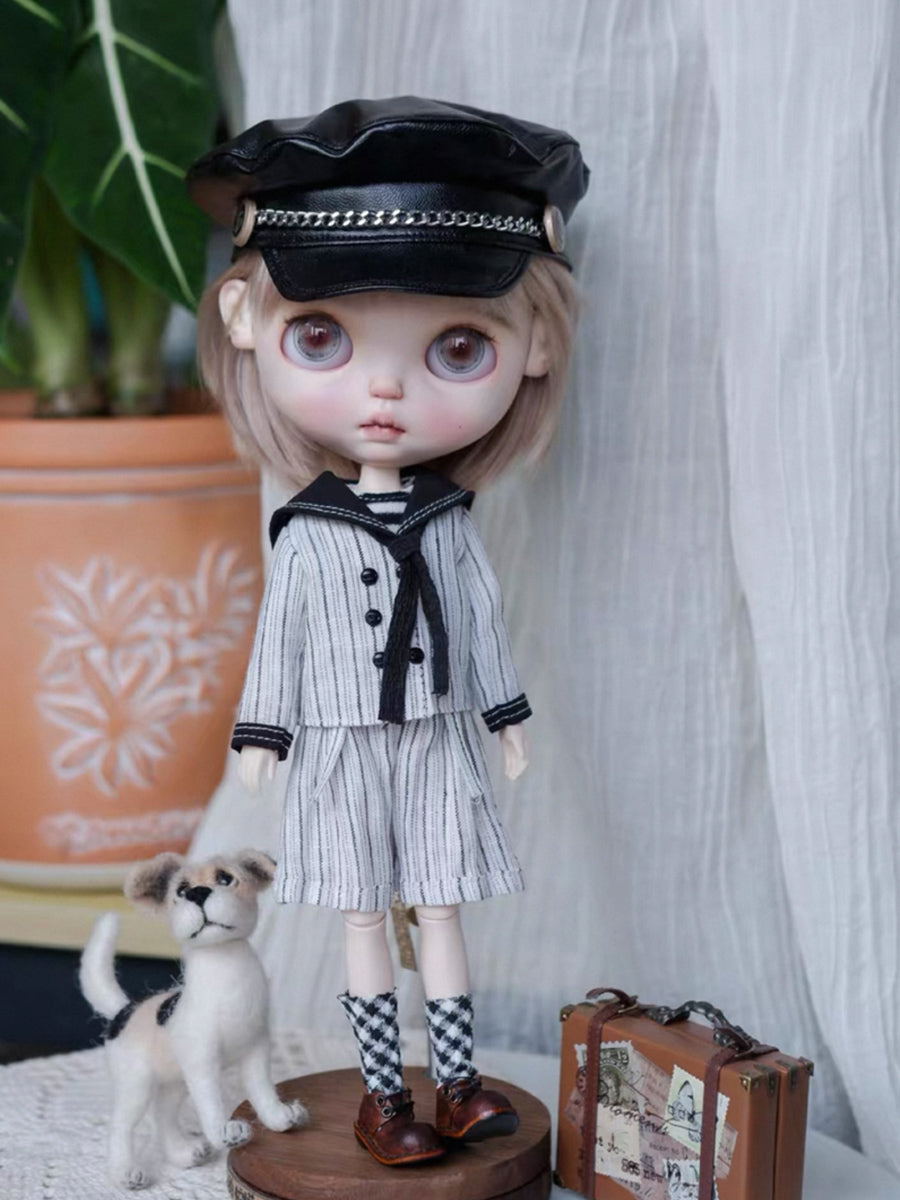 Handmade Outfit for Blythe/Obitsu/Pullip, Striped Navy Set