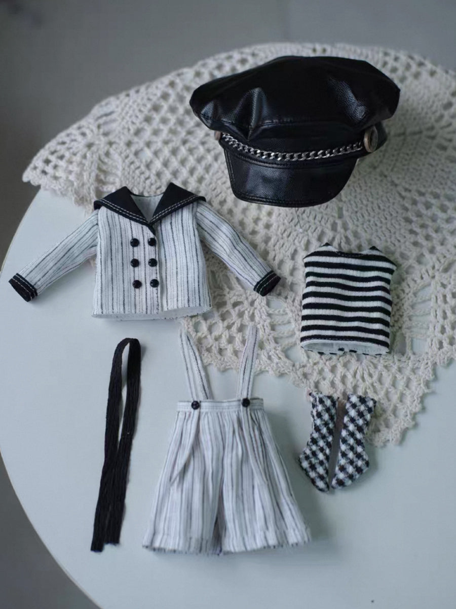 Handmade Outfit for Blythe/Obitsu/Pullip, Striped Navy Set