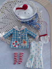 Handmade Outfit for Blythe/Obitsu/Pullip, Blue Plaid Navy Set