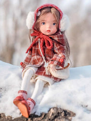 Handmade Outfit for Blythe/Obitsu,Red Plaid Overcoat Set