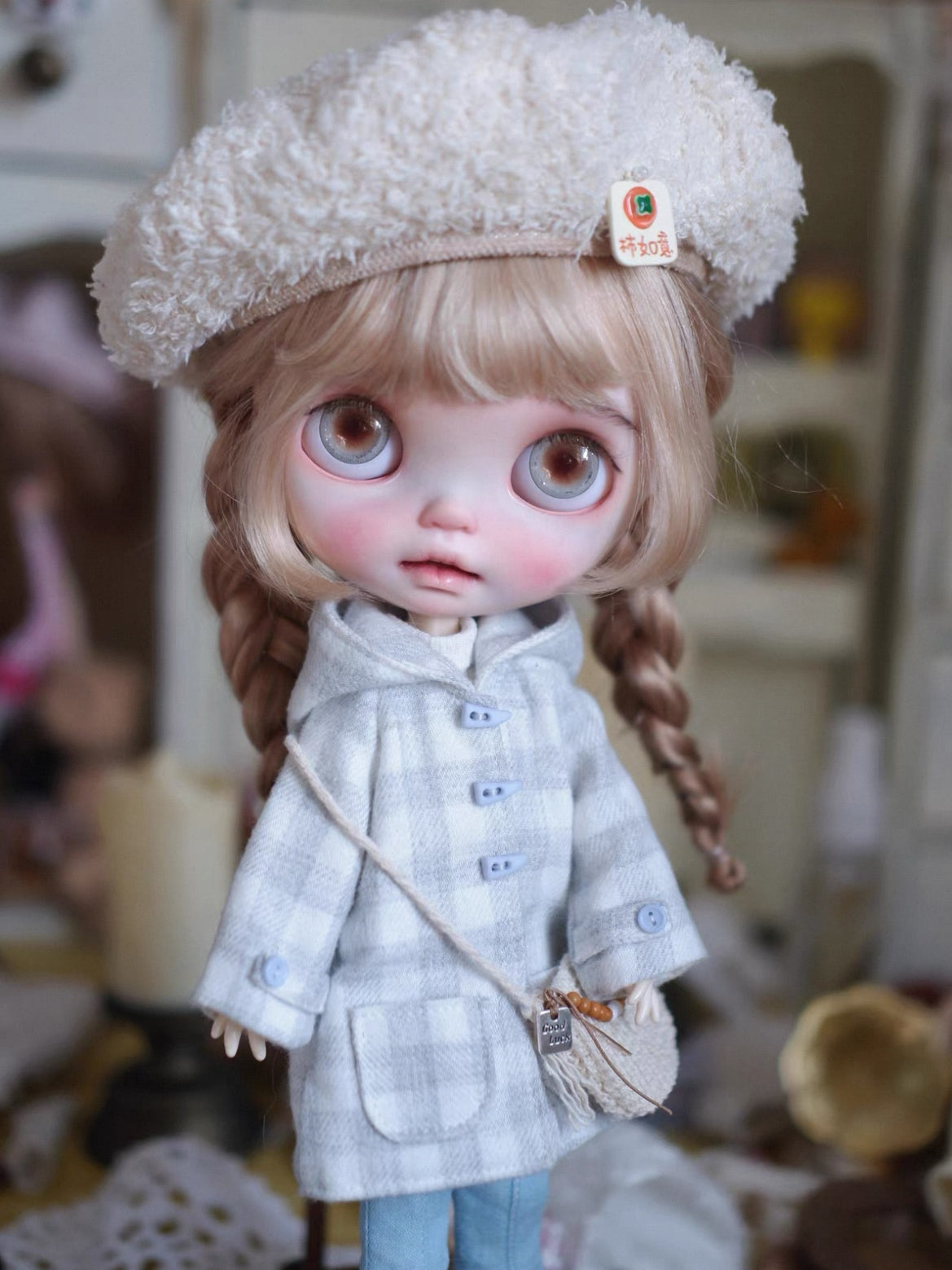Plaid Overcoat Jeans Blythe Half Body Shot | ToastDoll