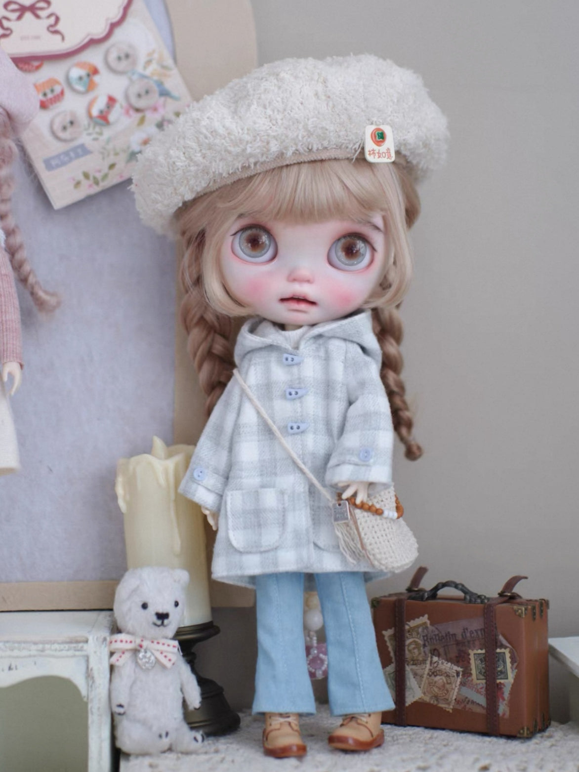 Plaid Overcoat Jeans Blythe Outfit | ToastDoll