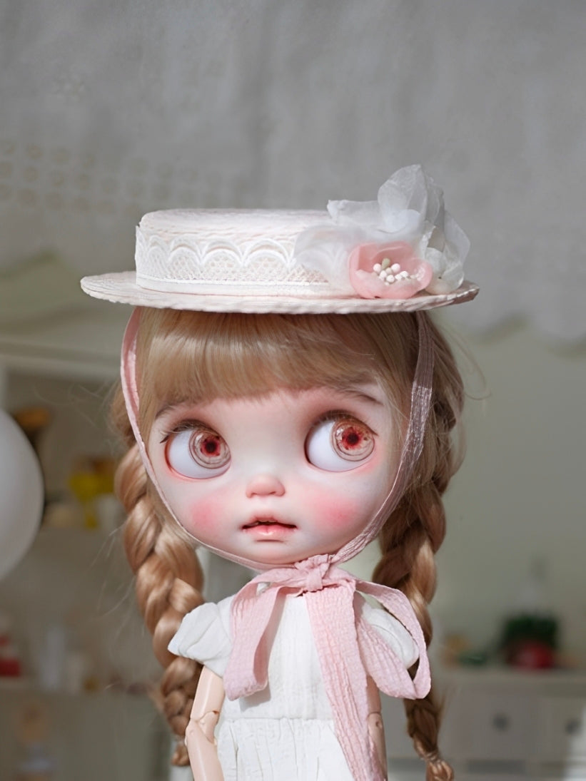 Sweet Boater Blythe Hat - Handmade Doll Accessory - ToastDoll