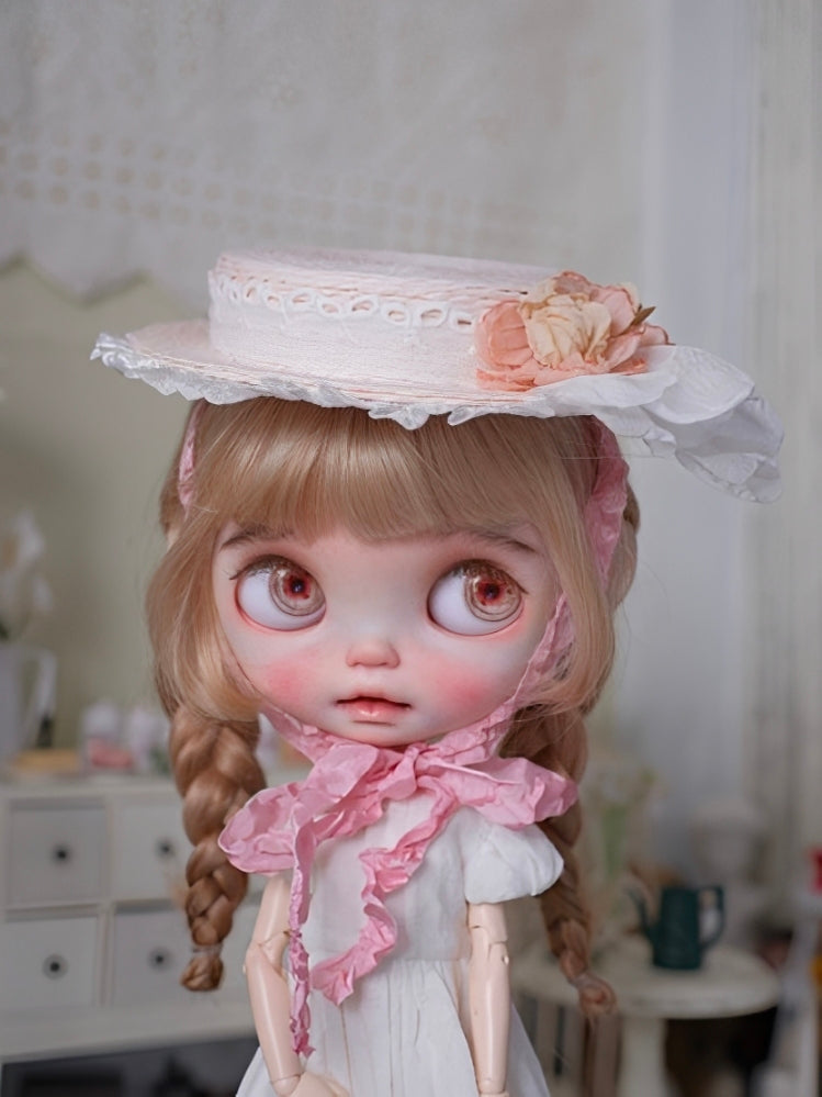 Sweet Boater Blythe Hat - Handmade Doll Accessory - ToastDoll