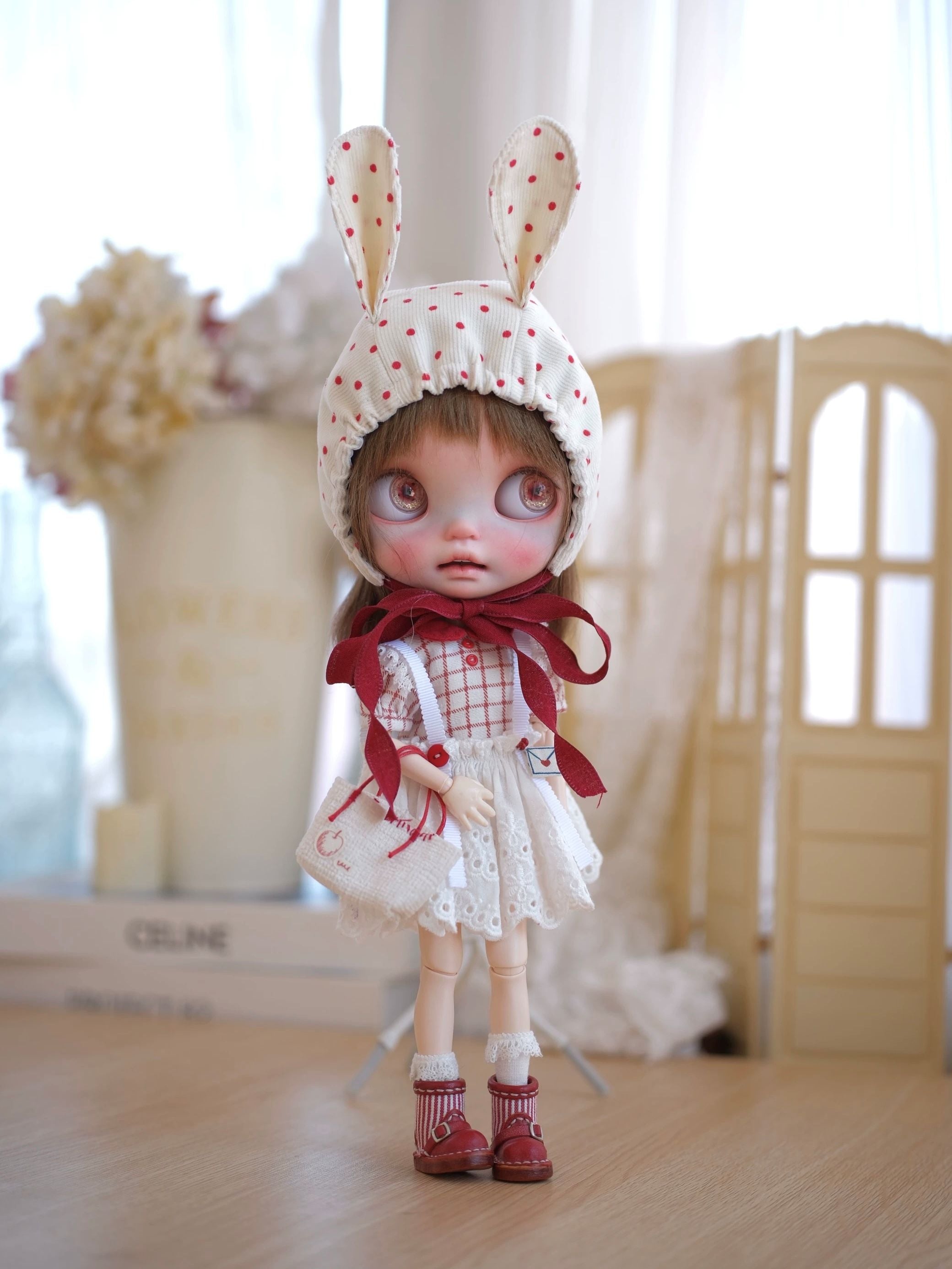 Red White Bunny Blythe 1/6 BJD Set - Handmade Doll Clothes - ToastDoll